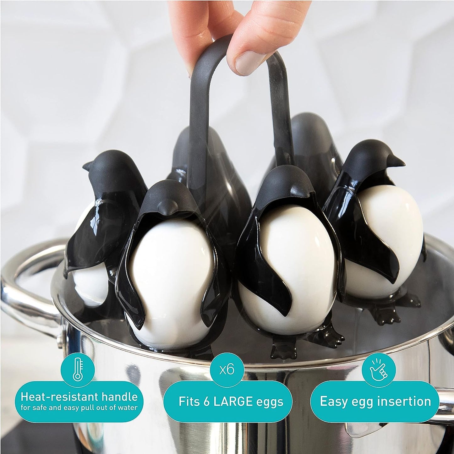 Cocedor de huevos en forma de pinguino